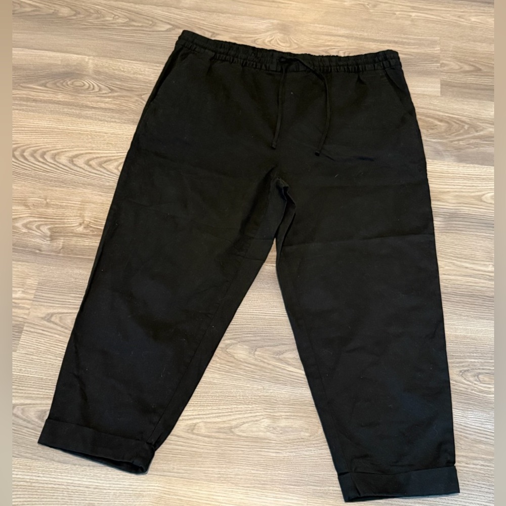 Banana Republic Black Drawstring Pull On Cropped Cuffed Pant Women’s size XL NWT